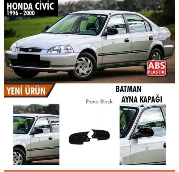 Honda Civic İES EK 1996-2000 Batman Yarasa Ayna Kapağı Piano Black ABS Plastik