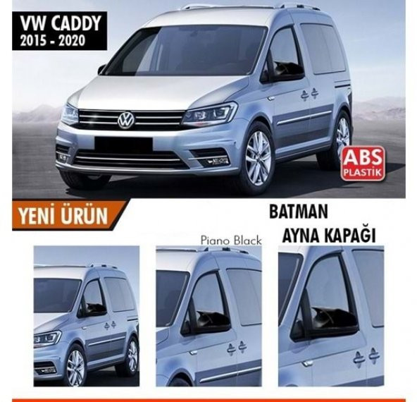 Vw Caddy Mk3 2015-2020 Batman Yarasa Ayna Kapağı Piano Black ABS Plastik ürün görseli 1