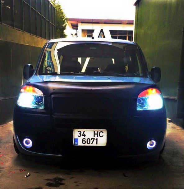 Üniversal Mercekli Angel Sis Farı Metal Su Geçirmez 89 mm Buz Mavi Halkalı Angel Eyes - 2