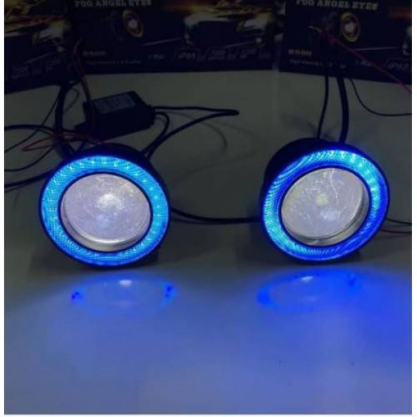 Üniversal Mercekli Angel Sis Farı Metal Su Geçirmez 89 mm Buz Mavi Halkalı Angel Eyes - 4