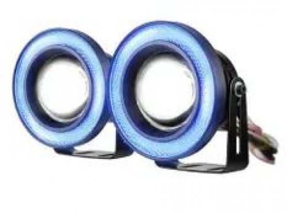 Üniversal Mercekli Angel Sis Farı Metal Su Geçirmez 89 mm Buz Mavi Halkalı Angel Eyes - 5