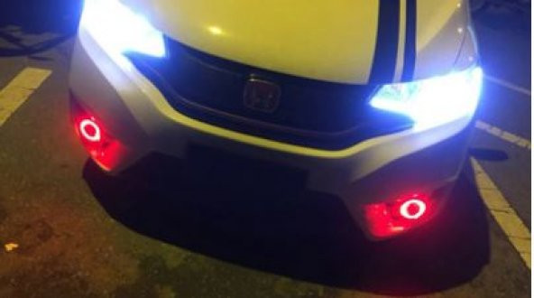 Üniversal Mercekli Angel Sis Farı Metal Su Geçirmez 76 mm Kırmızı Halkalı Angel Eyes - 3