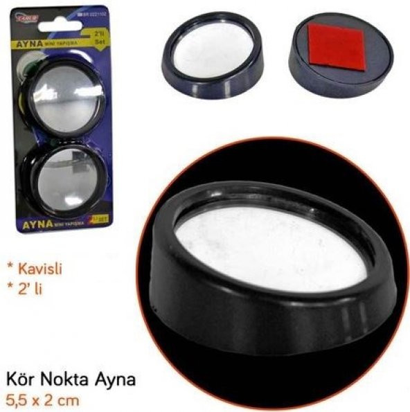 Carub Yuvarlak Kör Nokta Görüş Aynası Siyah 2 li Takım 5 cm - 2