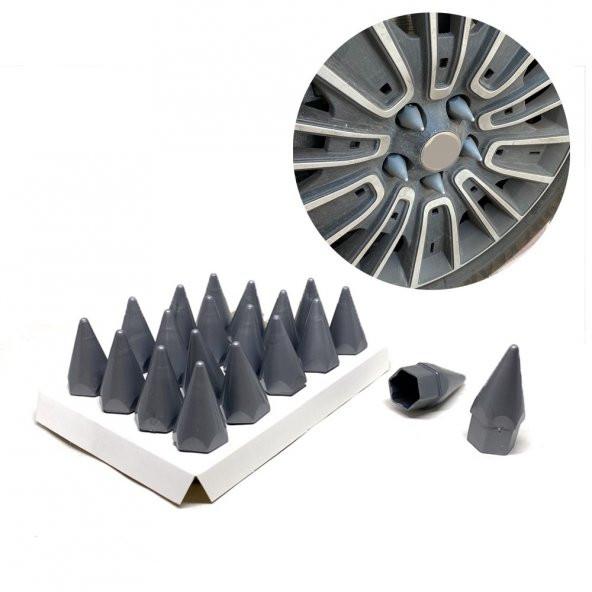 Sivri Mermi Bijon Kapağı Sökme Aparatlı 20 li Set 17 mm-19 mm Gri