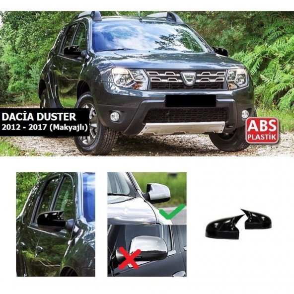 Dacia Duster 2012-2017 Makyajlı Kasa Batman Yarasa Ayna Kapağı Piano Black ABS Plastik ürün görseli 1