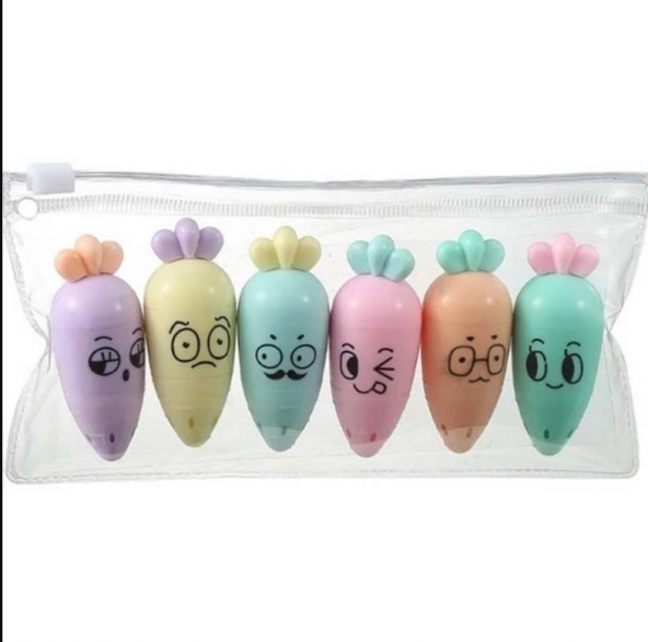 Perfect Havuç Mini Fosforlu Kalem 6Lı - 4