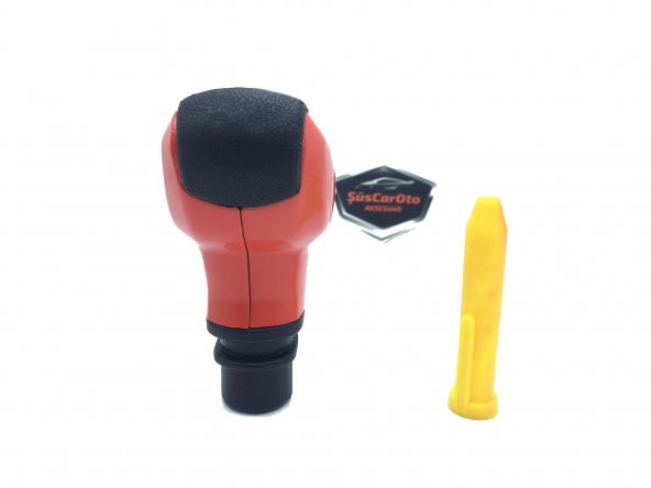 Her Araca Uyumlu Üniversal Spor Görünümlü Vites Topuzu Aparatlı KIRMIZI - 2