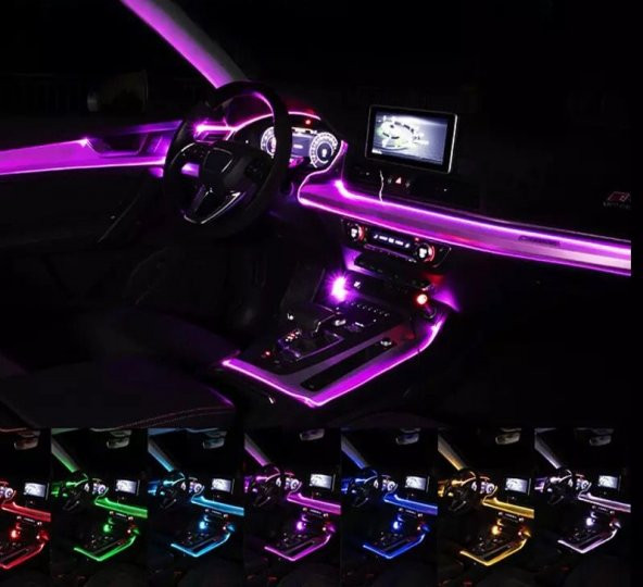 Araç İçi App Kontrollü RGB Atmosfer Ambiyans Led Neon Lamba 5 Parça 6 Metre - Resim 3