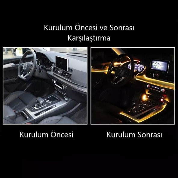 Araç İçi App Kontrollü RGB Atmosfer Ambiyans Led Neon Lamba 5 Parça 6 Metre - Resim 8