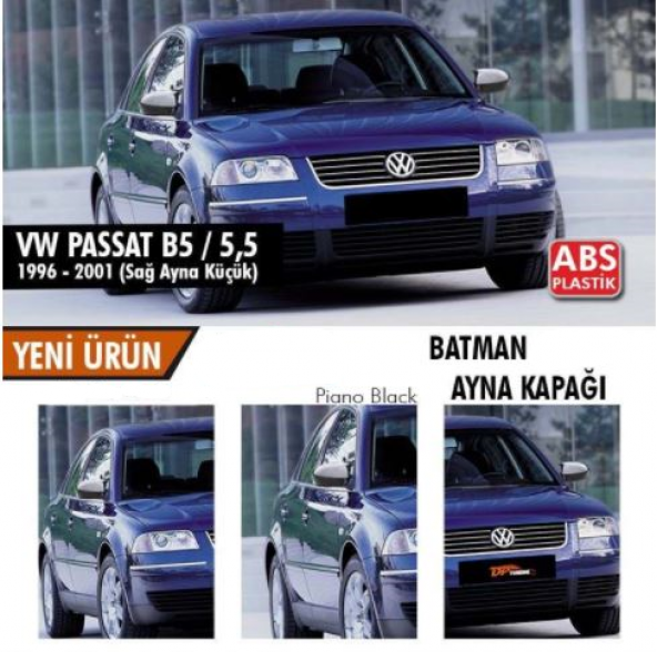 Vw Passat B5-5.5 1996-2001 Batman Yarasa Ayna Kapağı Piano Black ABS Plastik ürün görseli 1