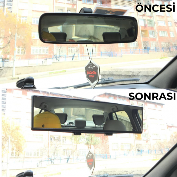 Carub 240 mm Bombeli Makaslı Geçmeli İç İlave Ayna Siyah ürün görseli 1