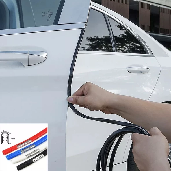 Araç Kapı Koruma Fitili Çarpma Çizik Önleyici Fitil U Tip 5 Metre - 3