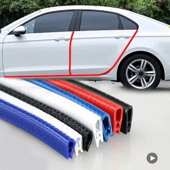 Araç Kapı Koruma Fitili Çarpma Çizik Önleyici Fitil U Tip Kırmızı 5 Metre - 10