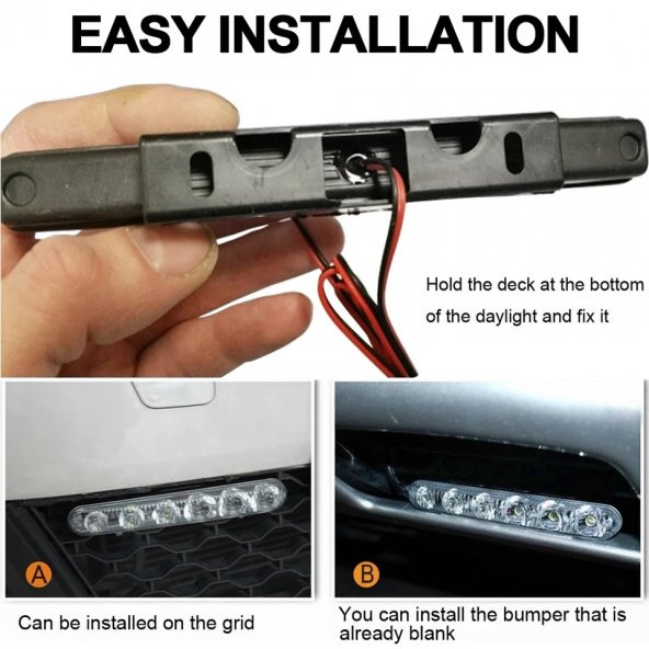 6 Ledli Gündüz Farı Gündüz Ledi DRL Led Lamba 18W Su Geçirmez - 12