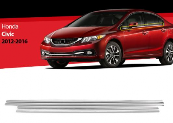 Honda Civic 2012-2016 Fb7 Krom Cam Çıtası 4 Kapı 4 Parça P.çelik