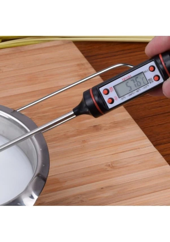 Gıda Termometresi 24 cm Uzun Problu Dijital Termometre Kalem Tip Mutfak Yemek Sıcaklık Ölçme Cihazı Süt Mama Çorba Termometresi - 5