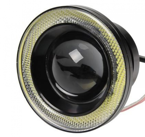 Üniversal Mercekli Angel Sis Farı Metal Su Geçirmez 76 mm Sarı Halkalı Angel Eyes - 5