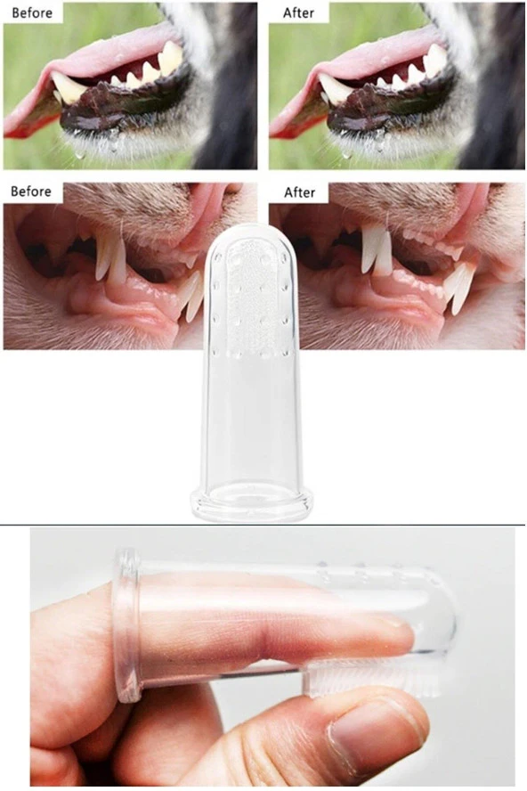 Kedi Köpek  Parmak Diş Fırçası Slikon Evcil Hayvan Diş Fırçası Yumuşak Tartar Diş Kaşıyıcı - 4