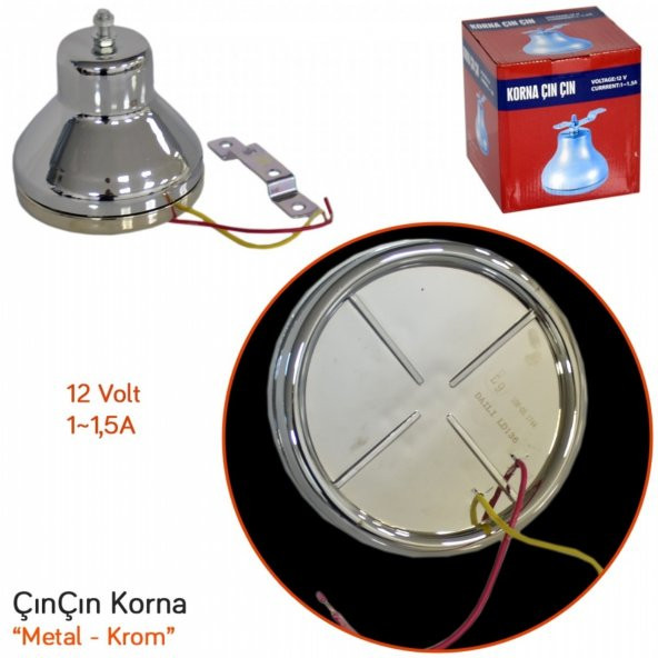 Carub Çın Çın Korna 12V Metal Krom Tramway Çan Korna - 2