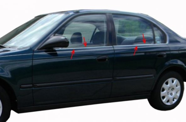 Honda Civic 2002-2006 Vtec2 Krom Cam Çıtası 4 Kapı 4 Parça P.Çelik - 2