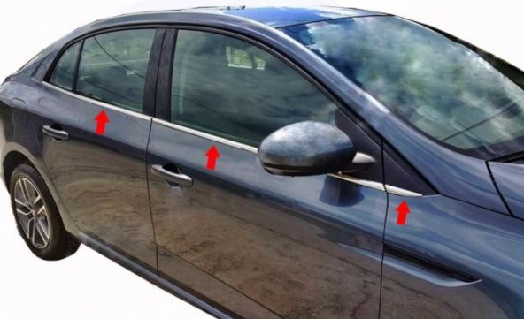 Renault Megane 4 Sedan 2016 ve Sonrası Krom Cam Çıtası 6 Parça - 2