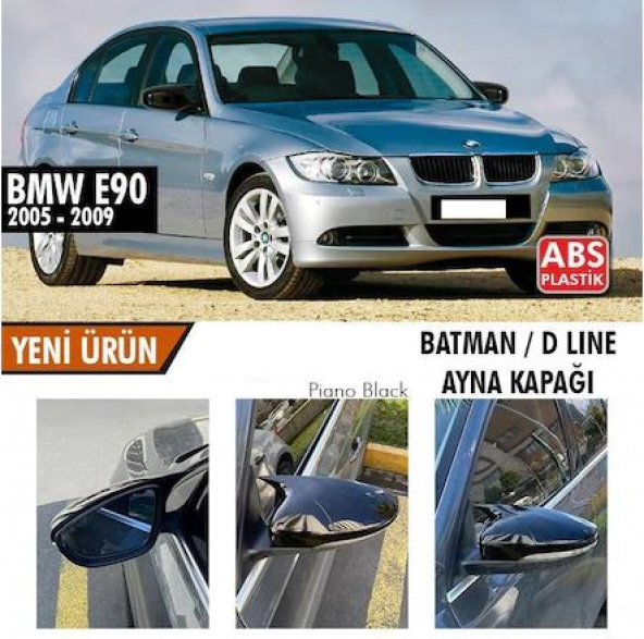BMW E90 Makyajsız Kasa 2005-2009 Batman Yarasa Ayna Kapağı Piano Black ABS Plastik