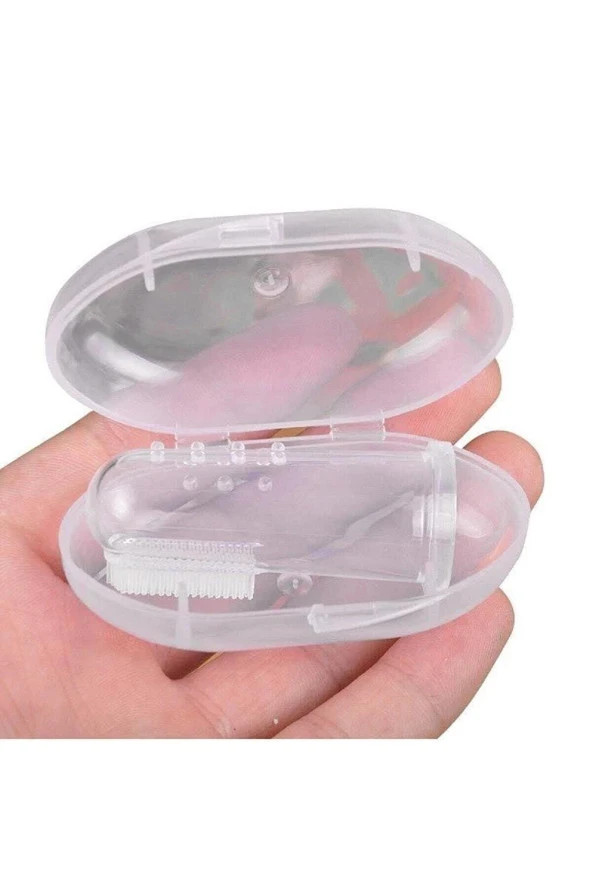 Bebek Slikon Diş Fırçası Parmak Diş Fırçası Bebek Diş Kaşıma Kutulu Tartar - 4