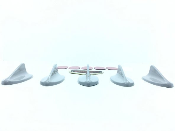5 li Mini Shark Balina Anten Seti Balık Sırtı Süs Anten Gri - 3