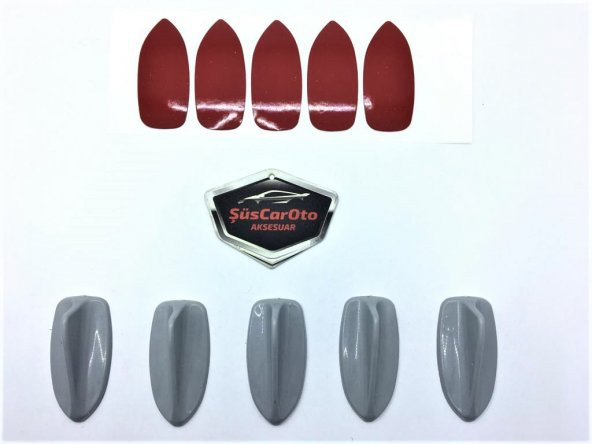 5 li Mini Shark Balina Anten Seti Balık Sırtı Süs Anten Gri - 4