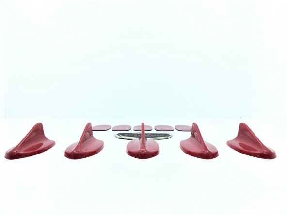 5 li Mini Shark Balina Anten Seti Balık Sırtı Süs Anten Kırmızı - 2