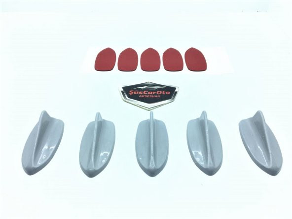 5 li Mini Shark Balina Anten Seti Balık Sırtı Süs Anten Gri - 5