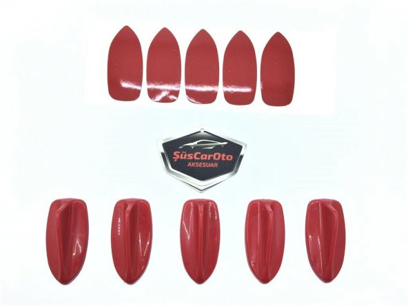5 li Mini Shark Balina Anten Seti Balık Sırtı Süs Anten Kırmızı - 5