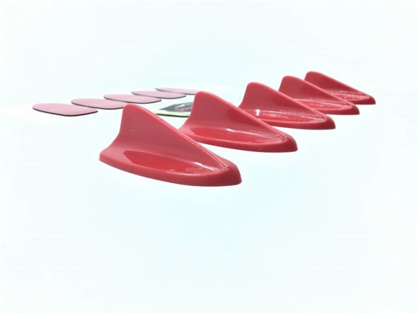 5 li Mini Shark Balina Anten Seti Balık Sırtı Süs Anten Kırmızı - 7