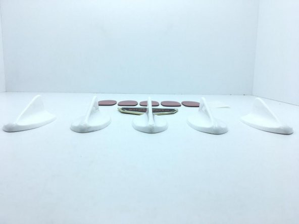 5 li Mini Shark Balina Anten Seti Balık Sırtı Süs Anten Beyaz - 4