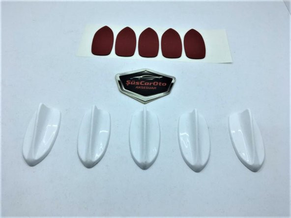 5 li Mini Shark Balina Anten Seti Balık Sırtı Süs Anten Beyaz - 5
