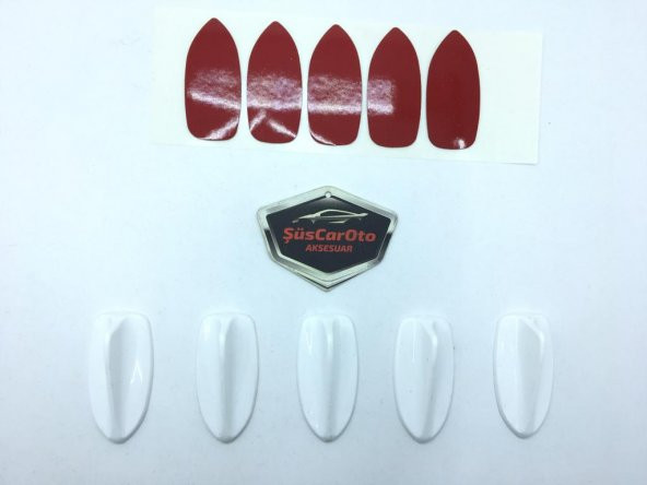 5 li Mini Shark Balina Anten Seti Balık Sırtı Süs Anten Beyaz - 6