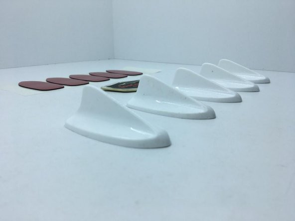 5 li Mini Shark Balina Anten Seti Balık Sırtı Süs Anten Beyaz - 7