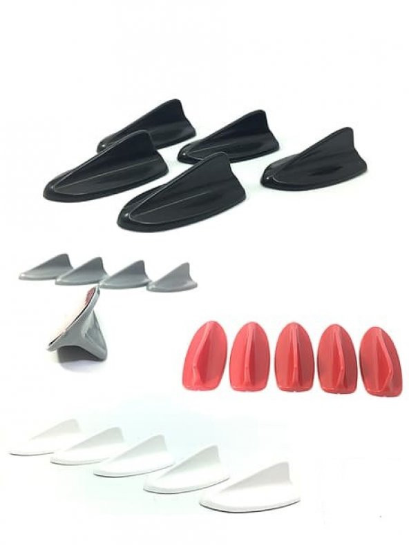 5 li Mini Shark Balina Anten Seti Balık Sırtı Süs Anten Kırmızı - 12