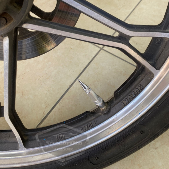 Sivri Sibop Kapağı Mermi Sibop Kapağı Araba Motosiklet Bisiklet Metal 4 lü Set Gümüş Krom - 4