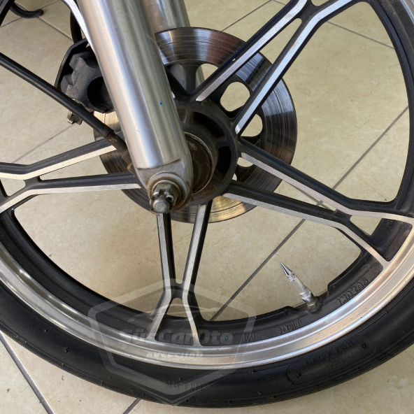 Sivri Sibop Kapağı Mermi Sibop Kapağı Araba Motosiklet Bisiklet Metal 4 lü Set Gümüş Krom - 6