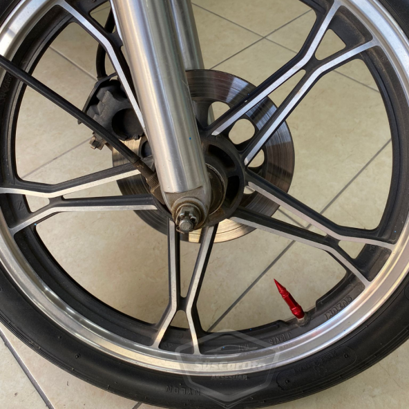 Sivri Sibop Kapağı Mermi Sibop Kapağı Araba Motosiklet Bisiklet Metal 4 lü Set Kırmızı - 4