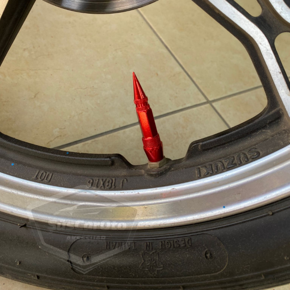 Sivri Sibop Kapağı Mermi Sibop Kapağı Araba Motosiklet Bisiklet Metal 4 lü Set Kırmızı - 6