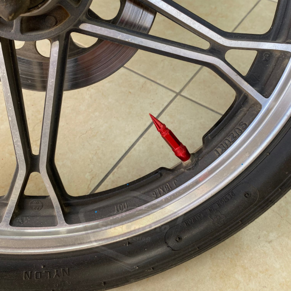 Sivri Sibop Kapağı Mermi Sibop Kapağı Araba Motosiklet Bisiklet Metal 4 lü Set Kırmızı - 8