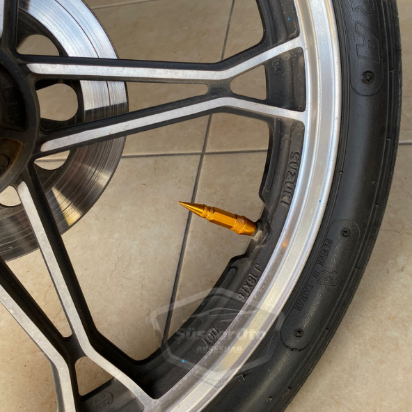 Sivri Sibop Kapağı Mermi Sibop Kapağı Araba Motosiklet Bisiklet Metal 4 lü Set Altın Sarı - 7