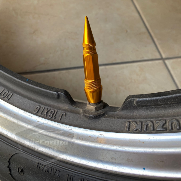 Sivri Sibop Kapağı Mermi Sibop Kapağı Araba Motosiklet Bisiklet Metal 4 lü Set Altın Sarı - 8