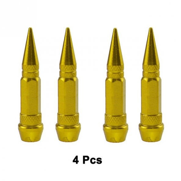 Sivri Sibop Kapağı Mermi Sibop Kapağı Araba Motosiklet Bisiklet Metal 4 lü Set Altın Sarı - 9