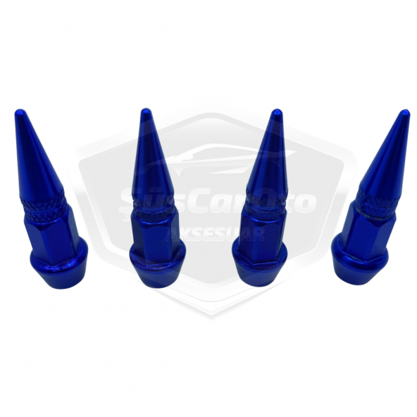 Sivri Sibop Kapağı Mermi Sibop Kapağı Araba Motosiklet Bisiklet Metal 4 lü Set Mavi - 4