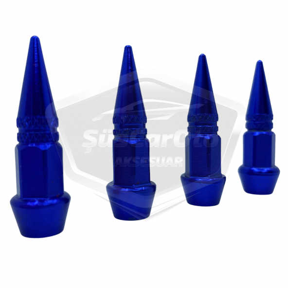 Sivri Sibop Kapağı Mermi Sibop Kapağı Araba Motosiklet Bisiklet Metal 4 lü Set Mavi - 5