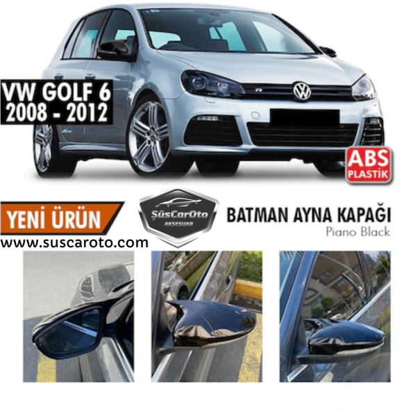 Vw Golf 6 2008-2012 Batman Yarasa Ayna Kapağı Piano Black ABS Plastik ürün görseli 1