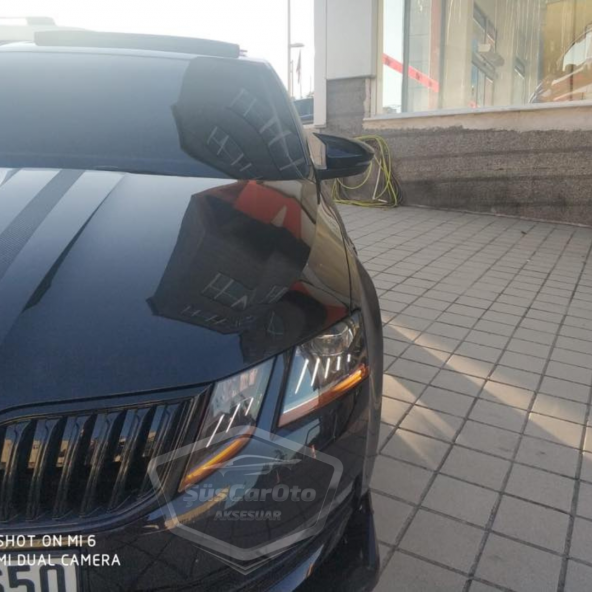 Skoda Octavia 2013-2020 Batman Yarasa Ayna Kapağı Piano Black ABS Plastik - 3